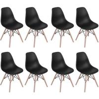 DORAFAIR Lot de 8 Chaise de salle à manger Noir Design scandinave 41 x 46 x 82 cm