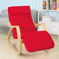 SoBuy® FST16-R Rocking Chair, Fauteuil à bascule avec repose-pieds réglable design, Fauteuil berçant