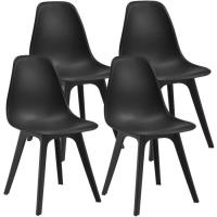[en.casa] Set de 4 Chaises Design Chaise de Cuisine Chaise de Salle à Manger Plastique Noir 83 x 54 