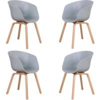 Lot de 4 chaises, chaise de salle à manger avec pieds en hêtre, chaise scandinave, gris