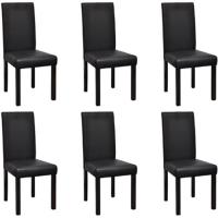 Lot de 6 Chaise de salle à manger 6 pcs Chaises Scandinave Contemporain Cuir synthétique Noir