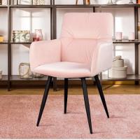 Chaise velours / Chaise salle à manger - MOSTERIO - rose poudré - accoudoirs pratiques - style glamo