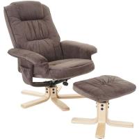 Fauteuil relax M56, fauteuil de television avec tabouret, tissu imitation daim