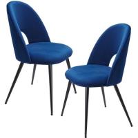 FineBuy Design Ensemble de 2 chaises de salle à manger en velours Chaise de cuisine scandinave en ti