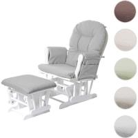 Fauteuil relax HWC-C76 fauteuil à bascule, rocking-chair, tissu ~ gris clair, monture blanche