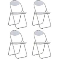 Luxueux Lot de 4 Chaise de salle à manger pliantes Design Moderne - Fauteuil Siège de Salon Blanc Si