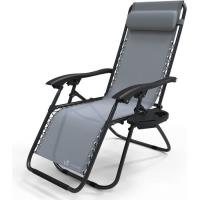VOUNOT Chaise Longue inclinable avec Support de Gobelet Chaise de Jardin en Textilène Charge Max 120