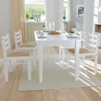Chaise de salle à manger Meuble Chaise de salon cuisine 4 pcs Carrée Bois Blanc