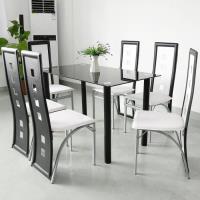 Lot de 6 chaises de salle à manger Chaise de salon - Simili  BLANC NOIR - Style Moderne Simple - six