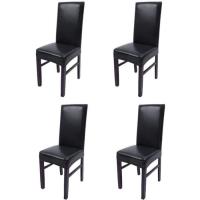 Lot de 4 housses de chaise pour salle à manger en simili-cuir flexible et imperméable, Imitation cui