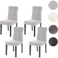 4x chaise de salle à manger HWC-E58, fauteuil ~ tissu gris, pieds foncés