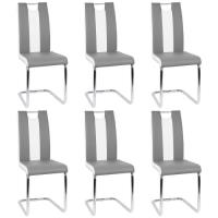WISS Chaise gris-blanc salle à manger - Lot de 6 - Dossier ergonomique 50cm - Rembourrage épais - Ha
