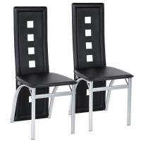 Royalbell®Lot de 2 Chaises de Salle à Manger EIFFEL en similicuir Chaise pour salon,cuisine(Noir)