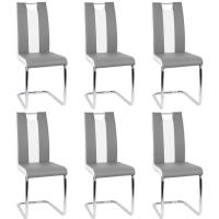 Lot de 6 Chaise gris-blanc salle à manger salon Dossier ergonomique