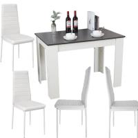 Table à manger rectangulaire + 4 chaise - Contemporain - Noir/Blanc - salle à manger cuisine