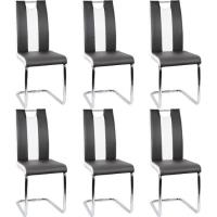 Lot de 6 Chaise noir-blanc salle à manger  Rembourrage épais Hauteur d'assise 48.5 cm