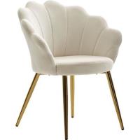 FineBuy Chaise de salle à manger Tulip Velours / Chaise de cuisine rembourrée en métal Shell Chair [
