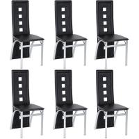 HUGUANGh® lot de 6 chaises de salle à manger noir,chaise de six troux dans dossier