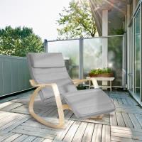 Fauteuil à Bascule Rocking Chair Chaise Relax en Tissu Gris Style Scandinave pour Salon, Jardin, Bal