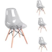 Dora Lot de 4 chaises Gris Transparent design tendance Salle à Manger Chaises de Cuisine Chaises Sca