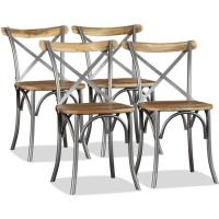 Lot de 4 Chaise de salle à manger - Chaises à dîner contemporain Bois de manguier massif et acier