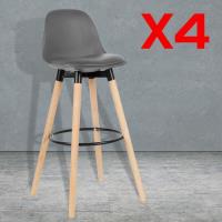 Chaise haute - 4pcs Gris - tabourets de bar - style scandinave pour salle a manger - Hauteur 91cm