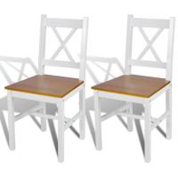 80993-Vintage Chaise de cuisine - Chaises de salle à manger 2 pcs Blanc Bois de pin - Fauteuil de Re