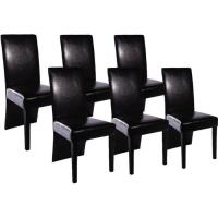 Lot de 6 Chaise de salle à manger 6 pcs Cuir artificiel Chaises Scandinave Contemporain Noir