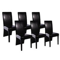 Lot de 6 Chaises de salle à manger Noir Contemporain - Chaise à dîner Similicuir Chaise de cuisine 5
