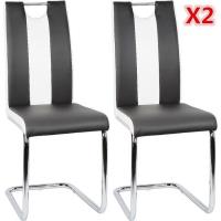Lot de 2 Chaise noir-blanc salle à manger salon Dossier ergonomique 50cm Rembourrage épais Hauteur d