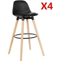 Chaise haute - 4pcs Noir - tabourets de bar - style scandinave pour salle a manger - Hauteur 91cm