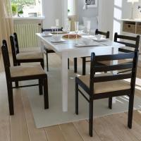 Lot de 6 chaises de salle à manger - Style contemporain Scandinave chaise Cuisine Marron Bois solide