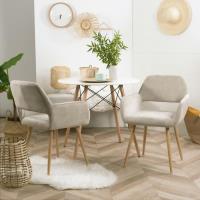 Ensemble de 2 chaises de salle à manger, chaise de bureau à domicile, beige, style scandinave