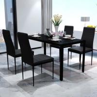 Ensemble de table pour salle à manger Set de 1 table et 4 Chaise Ensemble de Table et Chaise noir HB
