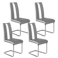 Lot de 4 Chaises de Salle à Manger Chaise arc avec poignée Assise Confortable - gris -Blanc-44*51*98