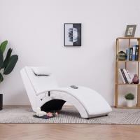Fauteuil de massage Relax Massant Chaise longue de massage Relaxation  avec oreiller Blanc Similicui
