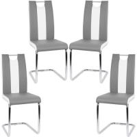 Lot de 4 chaises JADE Grises et Blanches pour Salle à Manger - Chaise de Cuisine 39.5x49x98.5 cm
