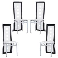 QIAN - Set 4 Chaise Moderne pour Cuisine Salle à Manger - Robuste Structure en Métal Chrome + Simili