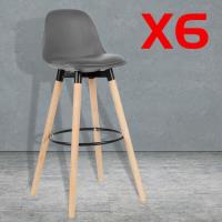 6 Chaises/TABOURET de Bar/chaise de salle à manger/chaise de café-GRIS