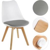LOT DE 8!!! Chaises de salle à manger Blanc et Gris, Chaise de cuisine, Pieds en bois,Style Nordique