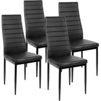 Pieds Métal / Chaise de salle à manger(Lot de 4) - Simili Noir - Siège confortable