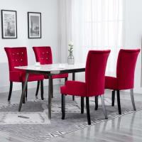 Chaise de salle à manger avec accoudoirs 4 pcs Rouge Velours -HB065