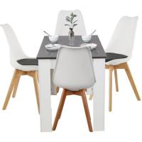 Table à manger extensible + 4 chaise - scandinave - Noir/Blanc - salle à manger cuisine