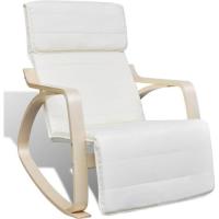 Chaise à bascule Fauteuil de RELAX pour salon-chambre Crème Bois cintré et tissu