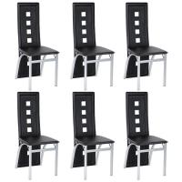 BILING 6 x Chaise de Design Siège de Bureau Salle à Manger Salon Style Rembourrée, Noir