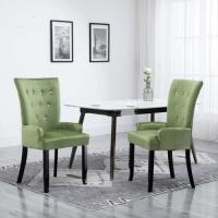 Chaise de salle à manger et accoudoirs 2 pcs Vert clair Velours -HB065