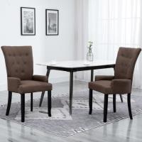 Chaise de salle à manger avec accoudoirs 2 pcs Marron Tissu -HB065