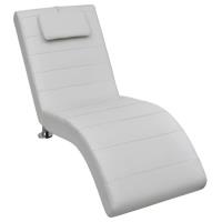 Chaise Longue Relax JM - Fauteuil de Banquette Contemporain - avec oreiller Blanc Similicuir 150x60x