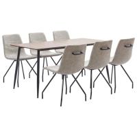 Maison Set de Table avec chaise-Ensemble de salle à manger 7 pcs Gris Similicuir-3734