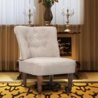 Fauteuil Salon JM - Chaise de style France Crème Tissu 54x66,5x70cm pour relax-6408